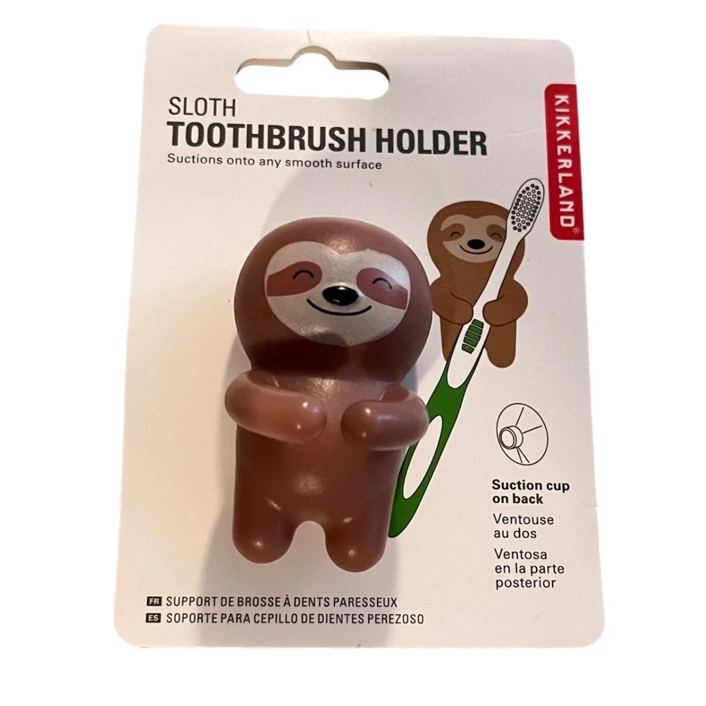 Kikkerland Sloth Toothbrush Holder Brown Animal Suction Cup XHH57KH-2 New